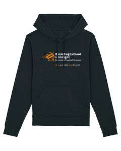 Hooded Sweater Hanze Hogeschool Groningen NL talig logo Zwart - SALE